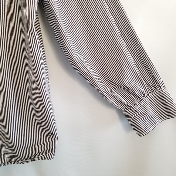 Tommy Hilfiger Striped Ruffled Tuxedo Shirt 20 Plus Button Blouse - Picture 7 of 15